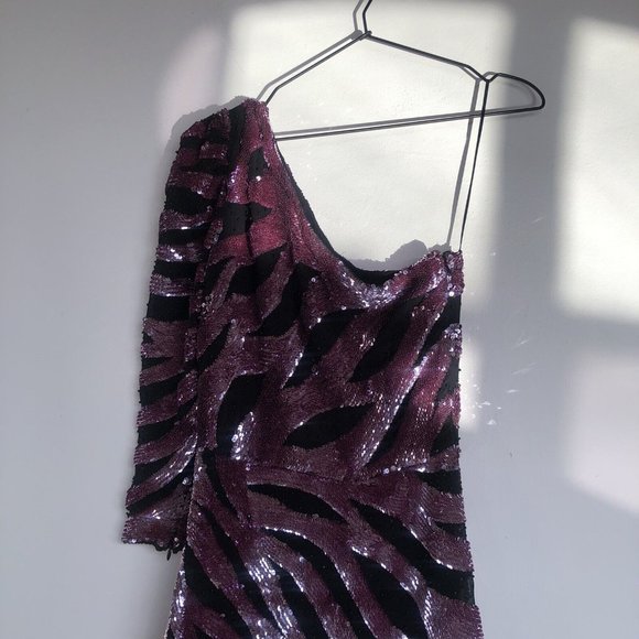 Rêve Riche Maxx Mini Dress Metallic Mauve Pink Black - Picture 5 of 9